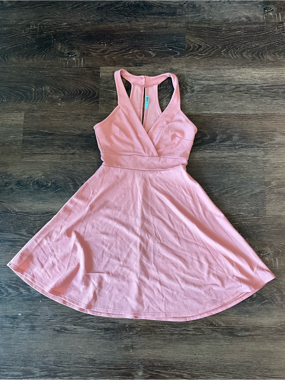 Racerback Pink A-Line Dress with Crossover V-Neck